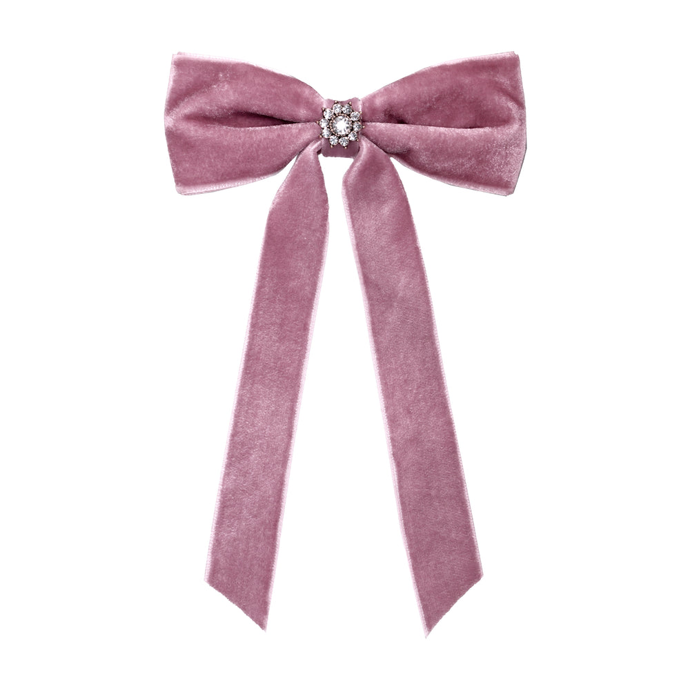 iconicvelvetbowbarretteinbabymauve