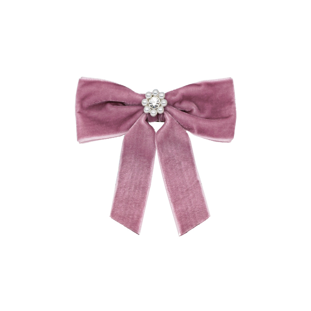 miniiconicvelvetbowbarretteinbabymauve