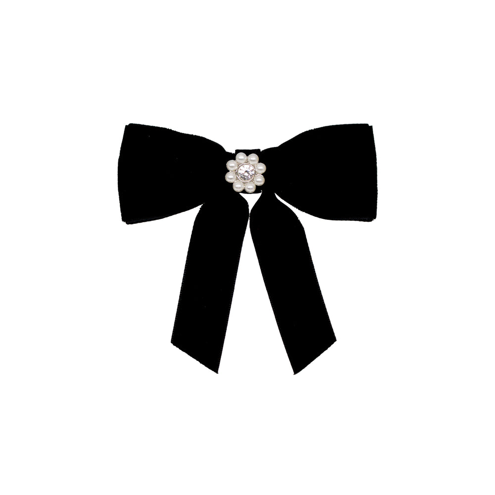 miniiconicvelvetbowbarretteinnoir